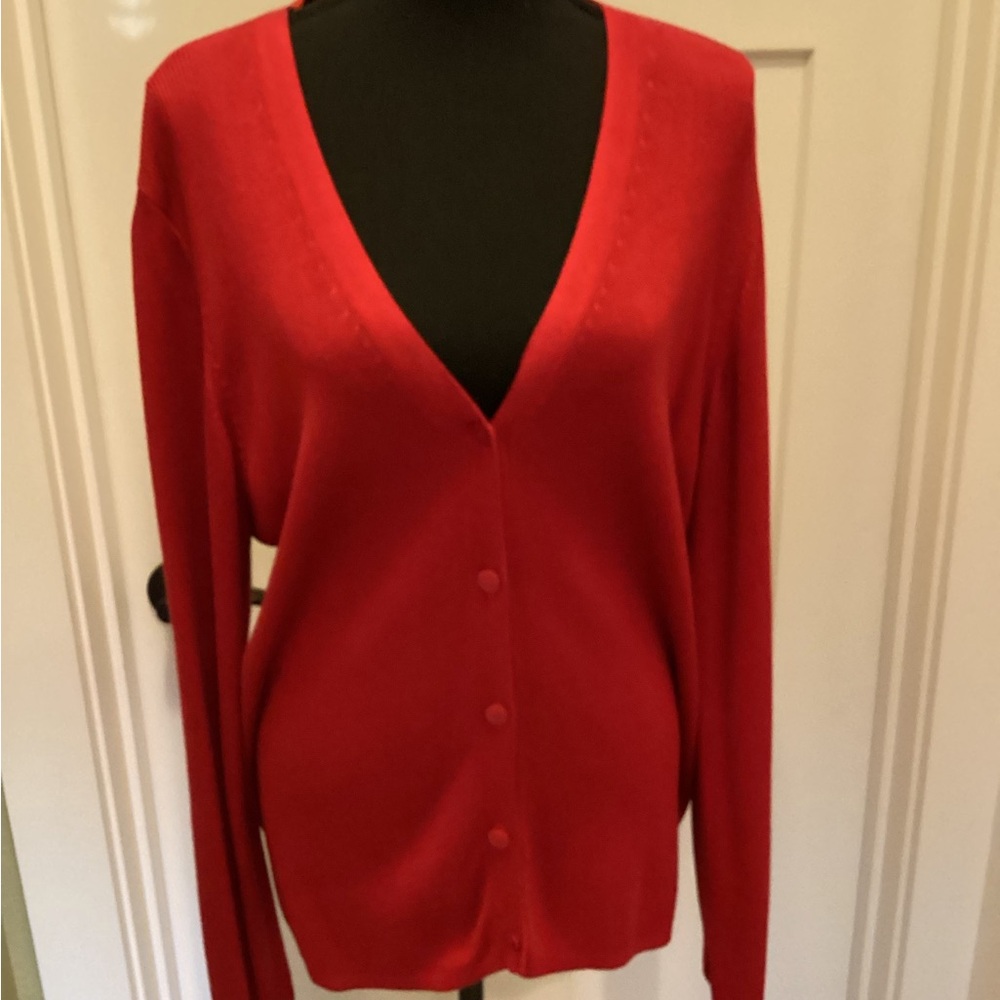 Preston & York Vibrant Red V-Neck Cardigan